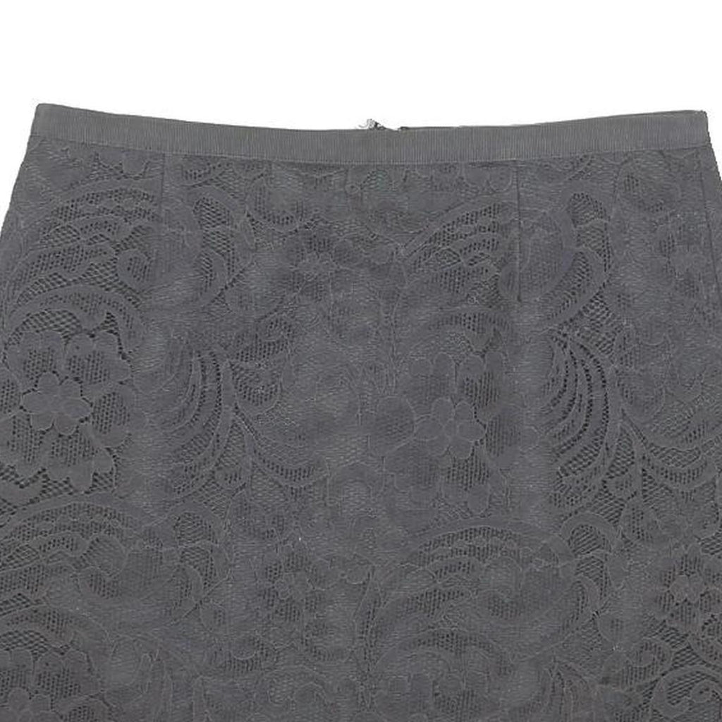 MINT VELVET Womens Grey Lace Mini Cotton Blend Skirt UK 10 Zipper Closure