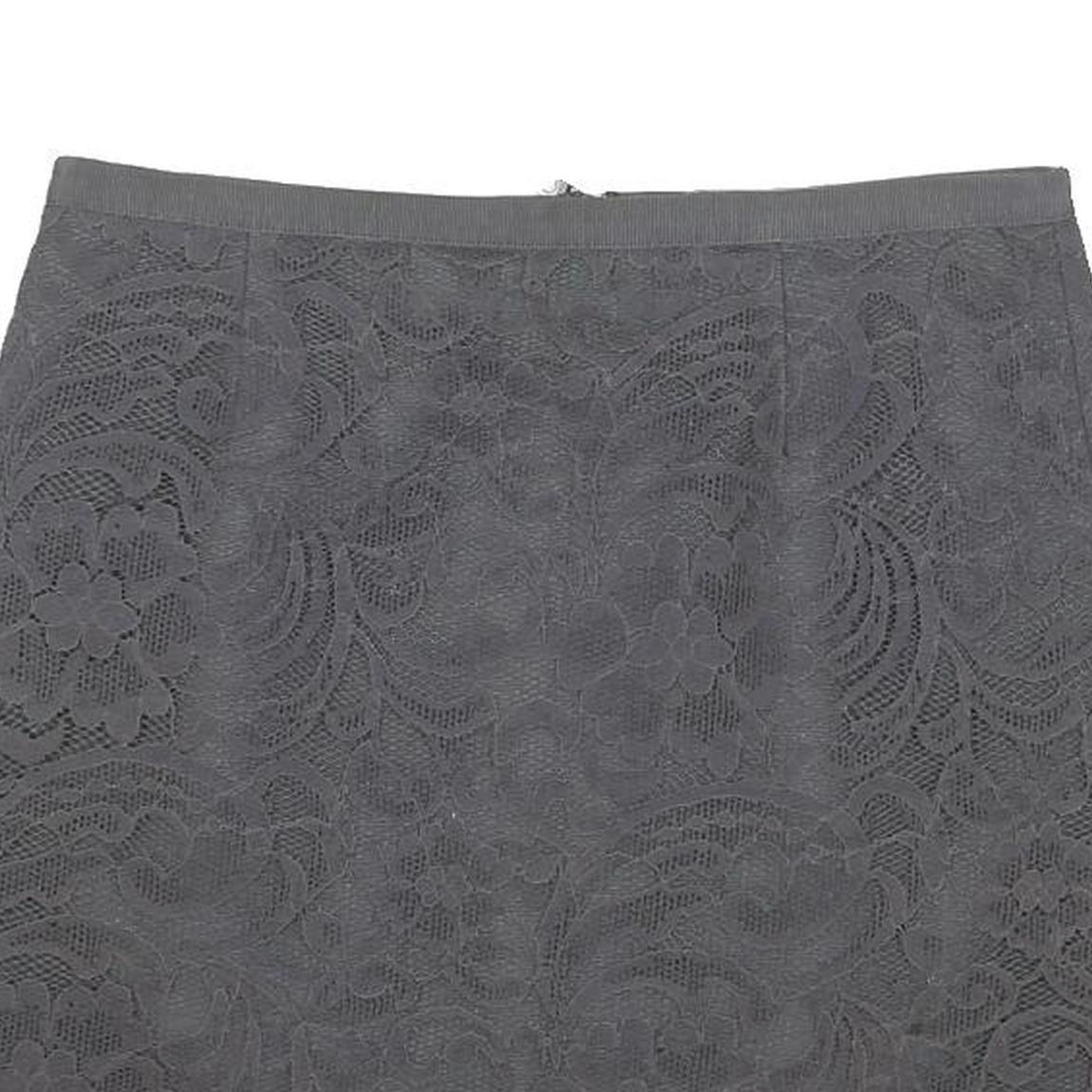 MINT VELVET Womens Grey Lace Mini Cotton Blend Skirt UK 10 Zipper Closure