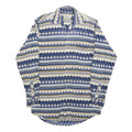 HAPPY LIFE Mens Blue & White Patterned Cotton Blend Shirt S Casual Long Sleeve