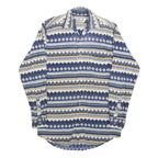 HAPPY LIFE Mens Blue & White Patterned Cotton Blend Shirt S Casual Long Sleeve