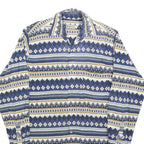 HAPPY LIFE Mens Blue & White Patterned Cotton Blend Shirt S Casual Long Sleeve