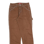 DICKIES Mens Cotton Blend Brown Regular Straight Trousers W27 L30 Workwear