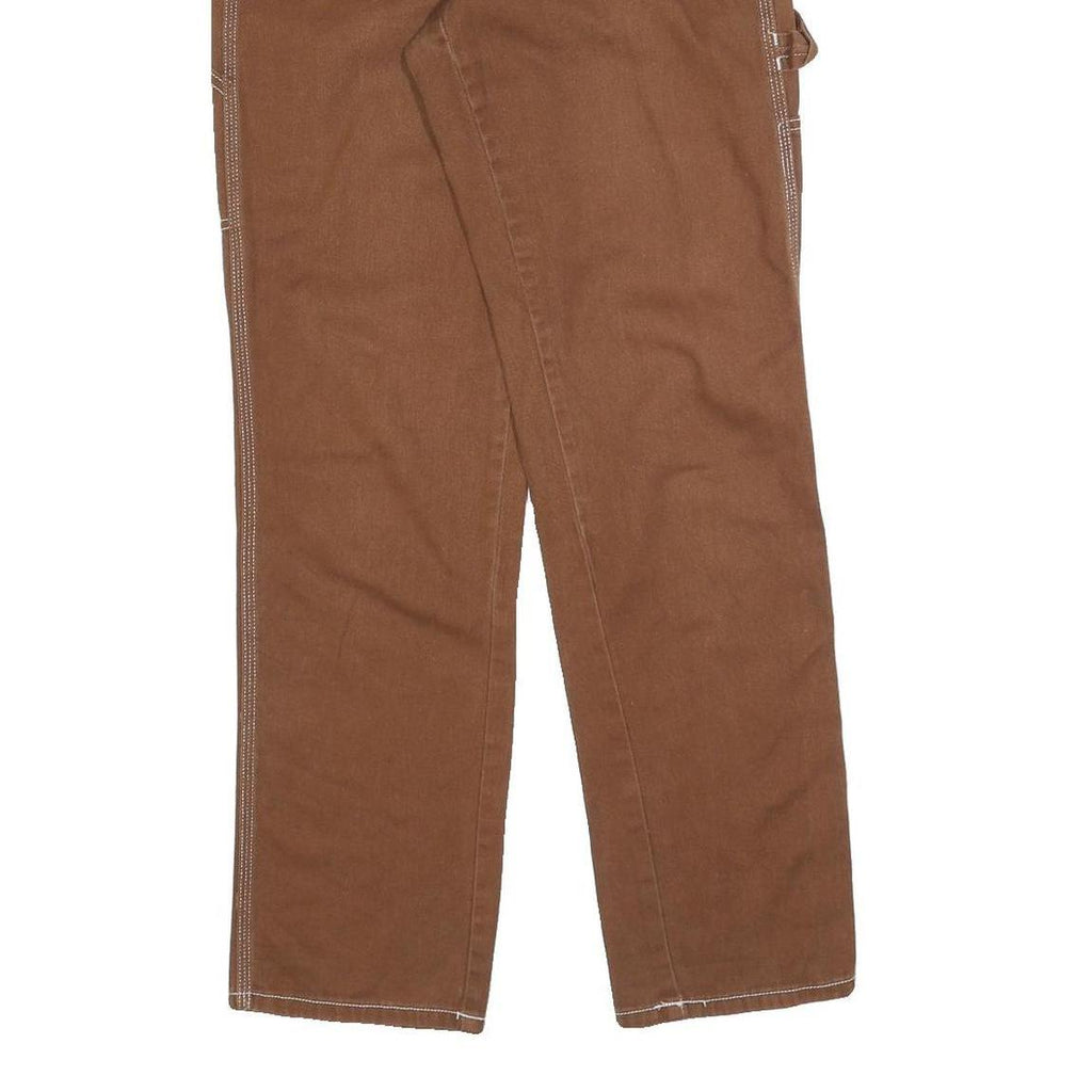 DICKIES Mens Cotton Blend Brown Regular Straight Trousers W27 L30 Workwear