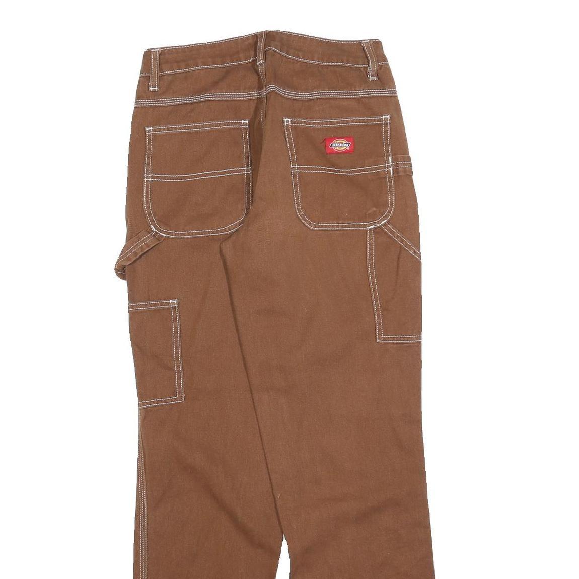 DICKIES Mens Cotton Blend Brown Regular Straight Trousers W27 L30 Workwear
