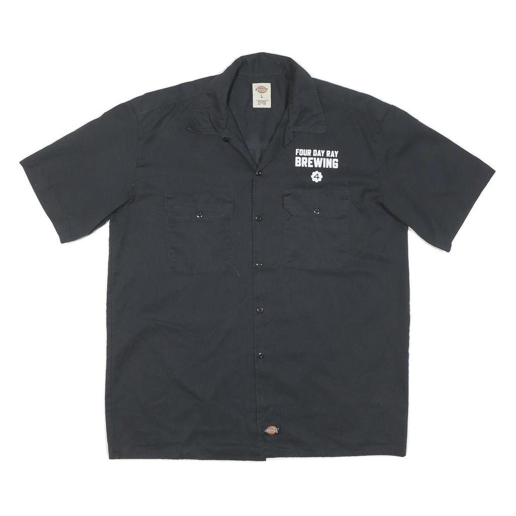 DICKIES Mens Black Four Day Ray Brewing Cotton Blend Shirt L Workwear