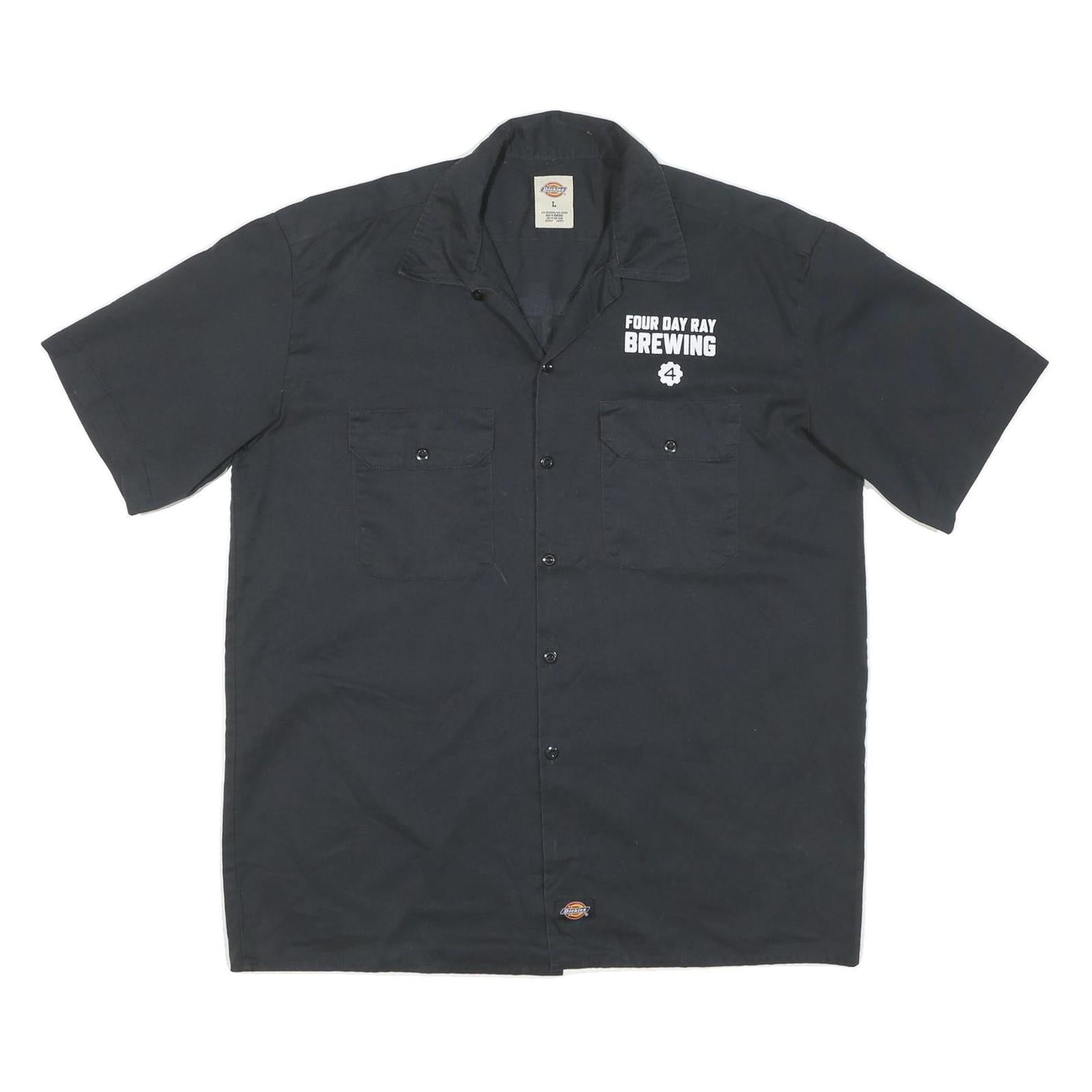 DICKIES Mens Black Four Day Ray Brewing Cotton Blend Shirt L Workwear