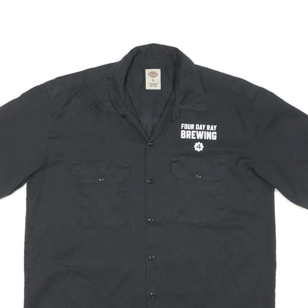 DICKIES Mens Black Four Day Ray Brewing Cotton Blend Shirt L Workwear