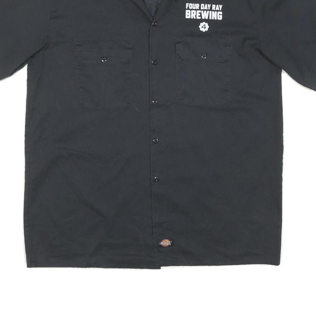 DICKIES Mens Black Four Day Ray Brewing Cotton Blend Shirt L Workwear