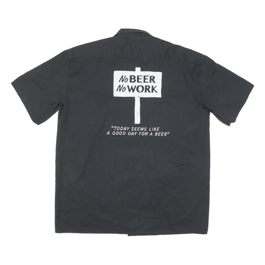 DICKIES Mens Black Four Day Ray Brewing Cotton Blend Shirt L Workwear