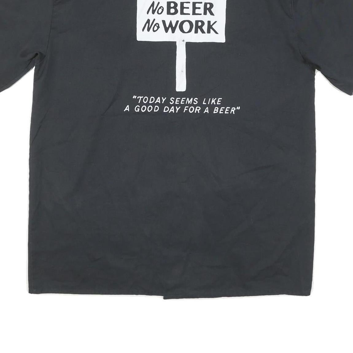 DICKIES Mens Black Four Day Ray Brewing Cotton Blend Shirt L Workwear