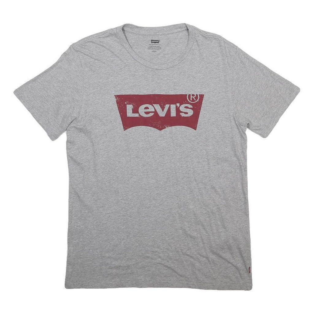 LEVI'S Mens Grey Crew Neck Short Sleeve Classic Graphic T-Shirt S Cotton Blend
