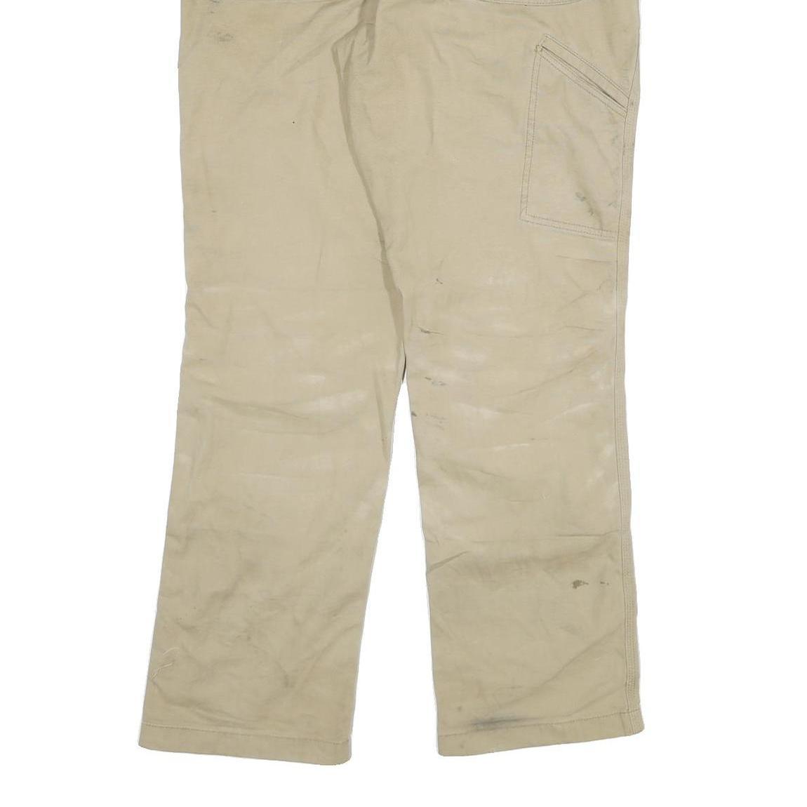 CARHARTT Mens Cotton Blend Beige Relaxed Straight Trousers W34 L32 Workwear