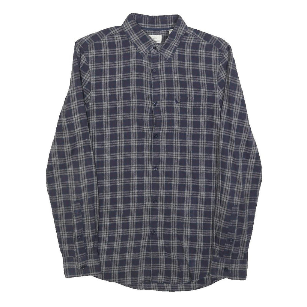 JACK WILLS Mens Blue Grey Checked Shirt XS Cotton Blend Long Sleeve Button