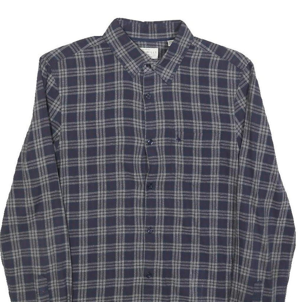 JACK WILLS Mens Blue Grey Checked Shirt XS Cotton Blend Long Sleeve Button