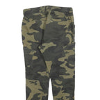 JOHN H Mens Cotton Blend Slim Camouflage Cargo Trousers W30 L28 Drawstring Waist