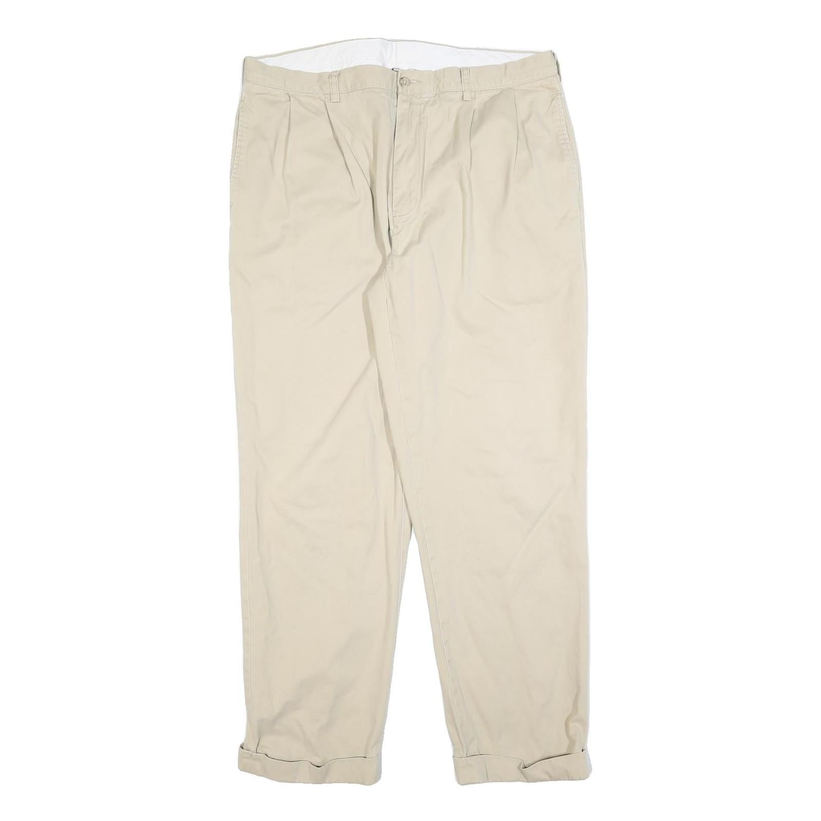 POLO RALPH LAUREN Mens Beige Cotton Blend Regular Fit Trousers W38 L32 Classic