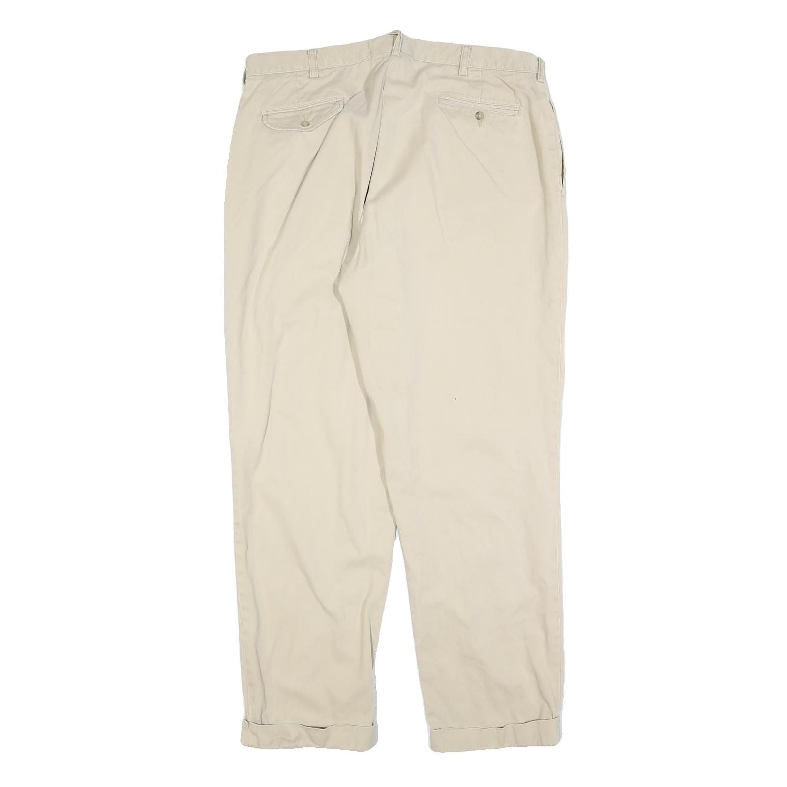 POLO RALPH LAUREN Mens Beige Cotton Blend Regular Fit Trousers W38 L32 Classic