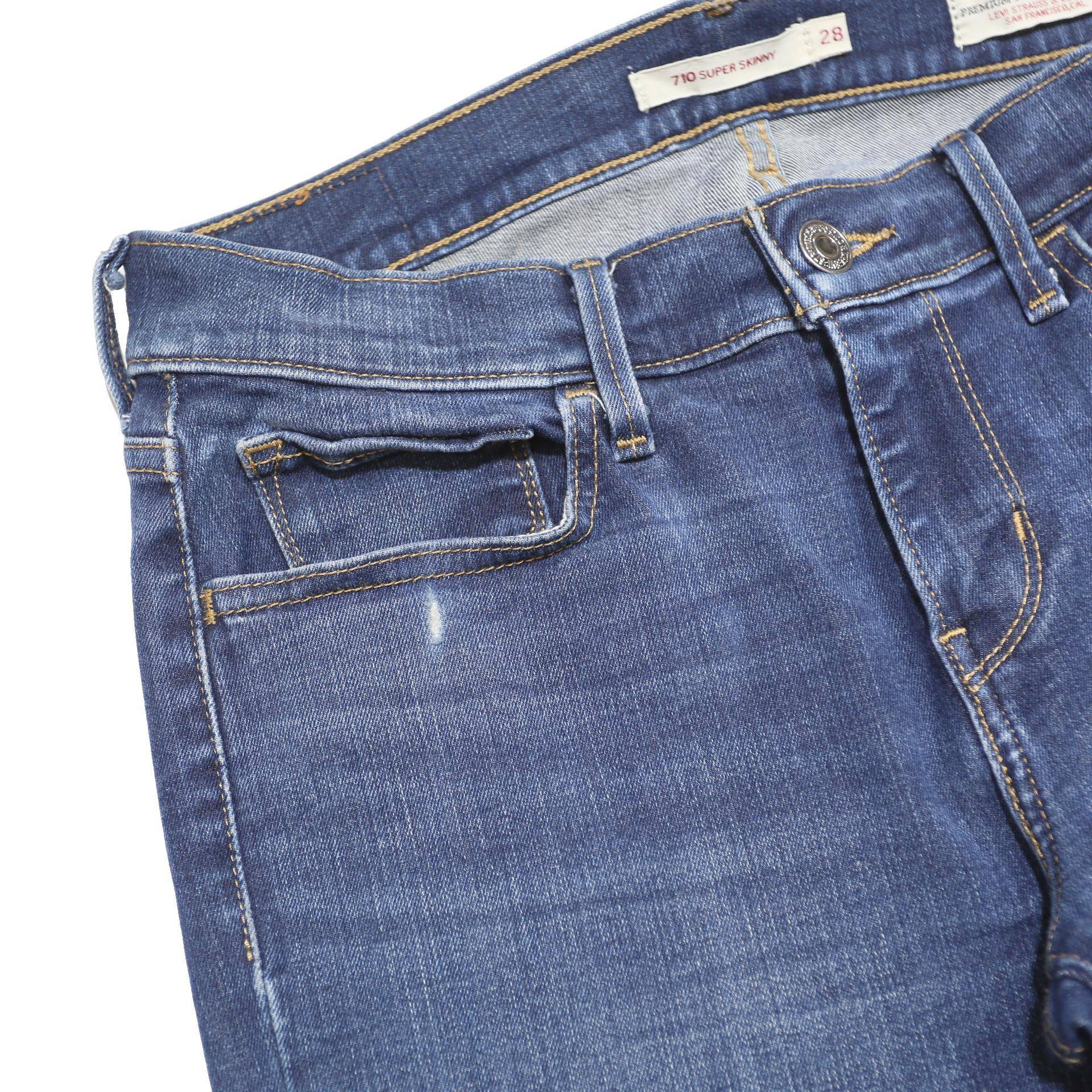LEVI'S 710 Womens Jeans Blue Slim Skinny Denim Medium W28 L32 Stretch Zip