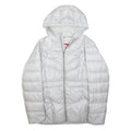 PUMA Womens White Puffer Jacket M Polyester Quilted Hooded Zip Casual Outerwear