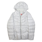 PUMA Womens White Puffer Jacket M Polyester Quilted Hooded Zip Casual Outerwear