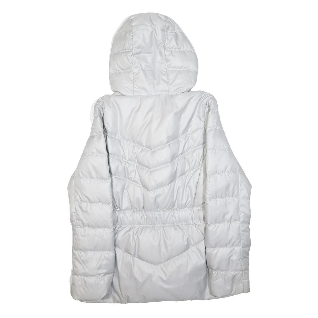 PUMA Womens White Puffer Jacket M Polyester Quilted Hooded Zip Casual Outerwear