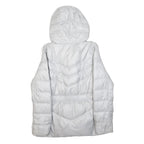 PUMA Womens White Puffer Jacket M Polyester Quilted Hooded Zip Casual Outerwear