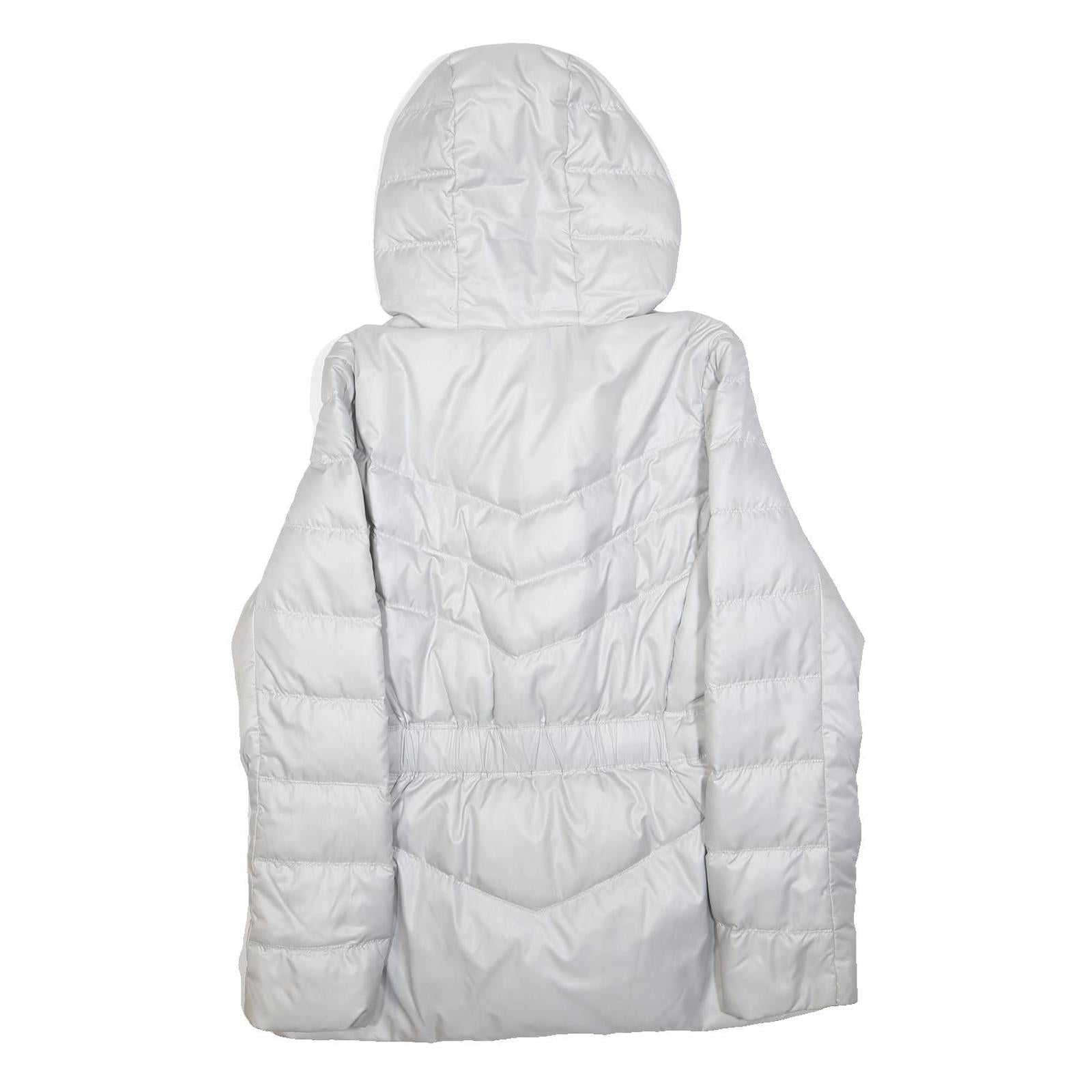 PUMA Womens White Puffer Jacket M Polyester Quilted Hooded Zip Casual Outerwear