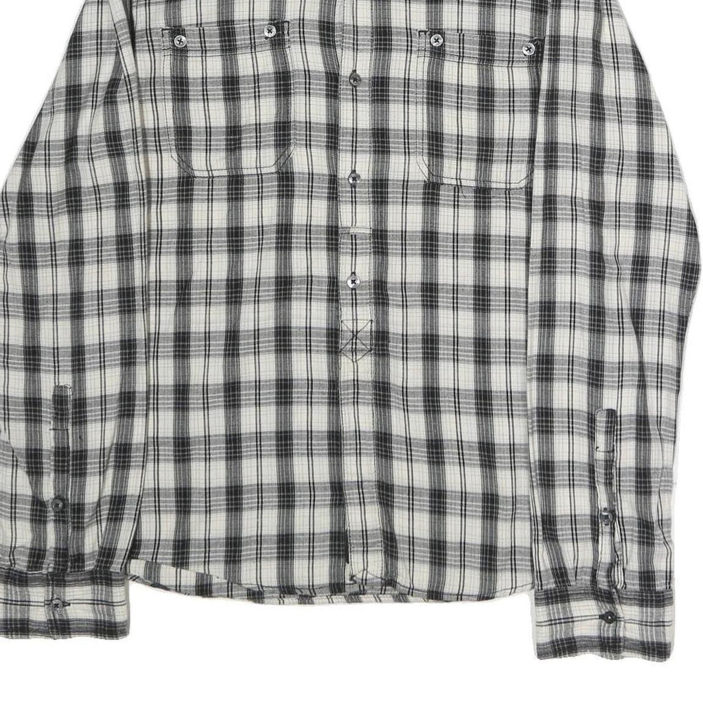 HILFIGER DENIM Mens Black & White Checked Shirt M Cotton Blend Long Sleeve