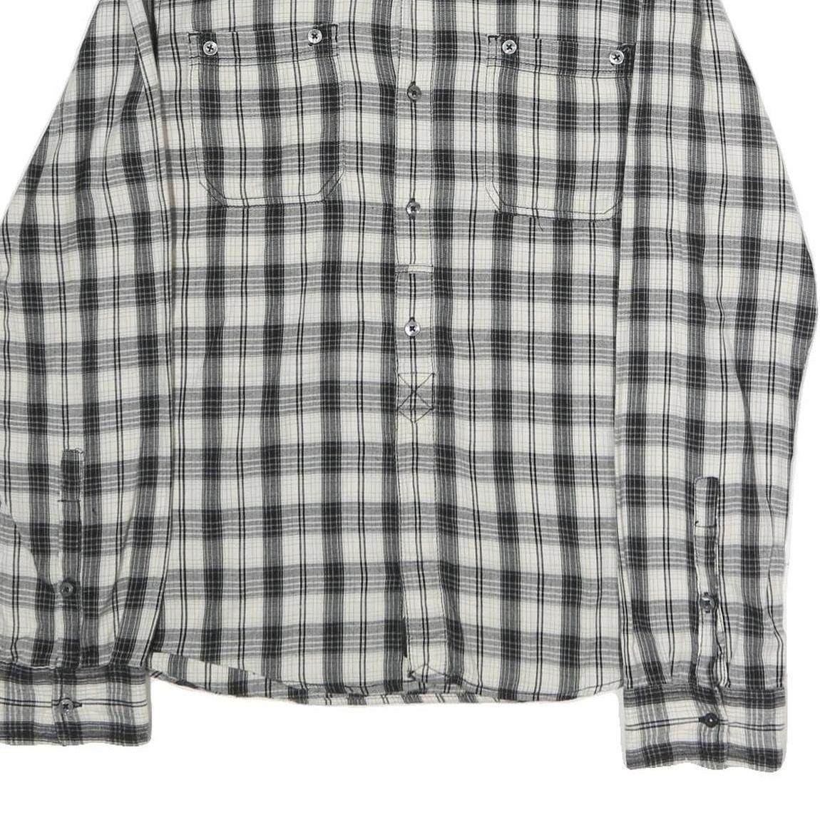 HILFIGER DENIM Mens Black & White Checked Shirt M Cotton Blend Long Sleeve