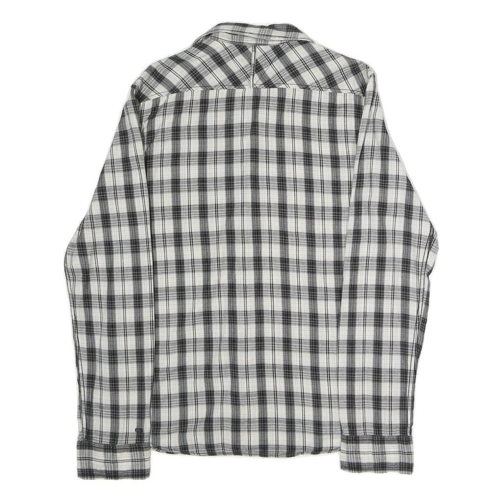 HILFIGER DENIM Mens Black & White Checked Shirt M Cotton Blend Long Sleeve