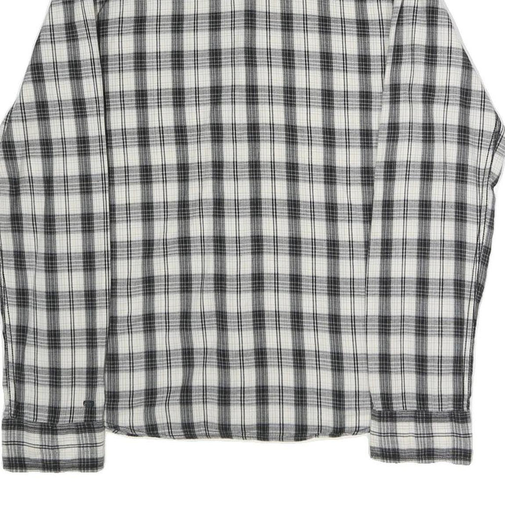HILFIGER DENIM Mens Black & White Checked Shirt M Cotton Blend Long Sleeve