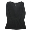 H&M Womens Black Plain Pullover V-Neck Basic Knit Jumper S Lightweight Acrylic