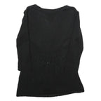 H&M Womens Black Plain Pullover V-Neck Basic Knit Jumper S Lightweight Acrylic