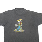 Mens Grey T-Shirt L Short Sleeve Crew Neck Cartoon Graphic Printed Casual