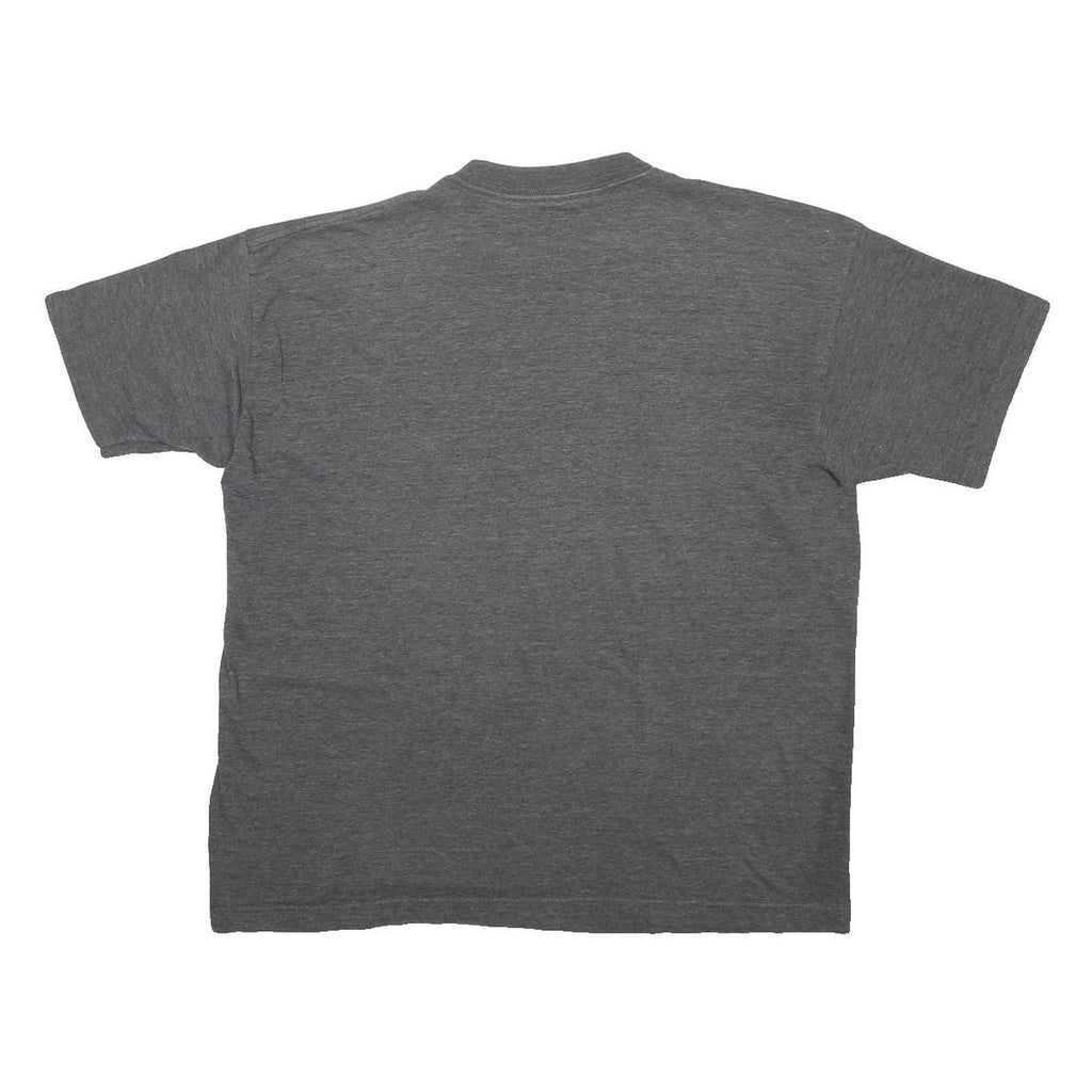 Mens Grey T-Shirt L Short Sleeve Crew Neck Cartoon Graphic Printed Casual