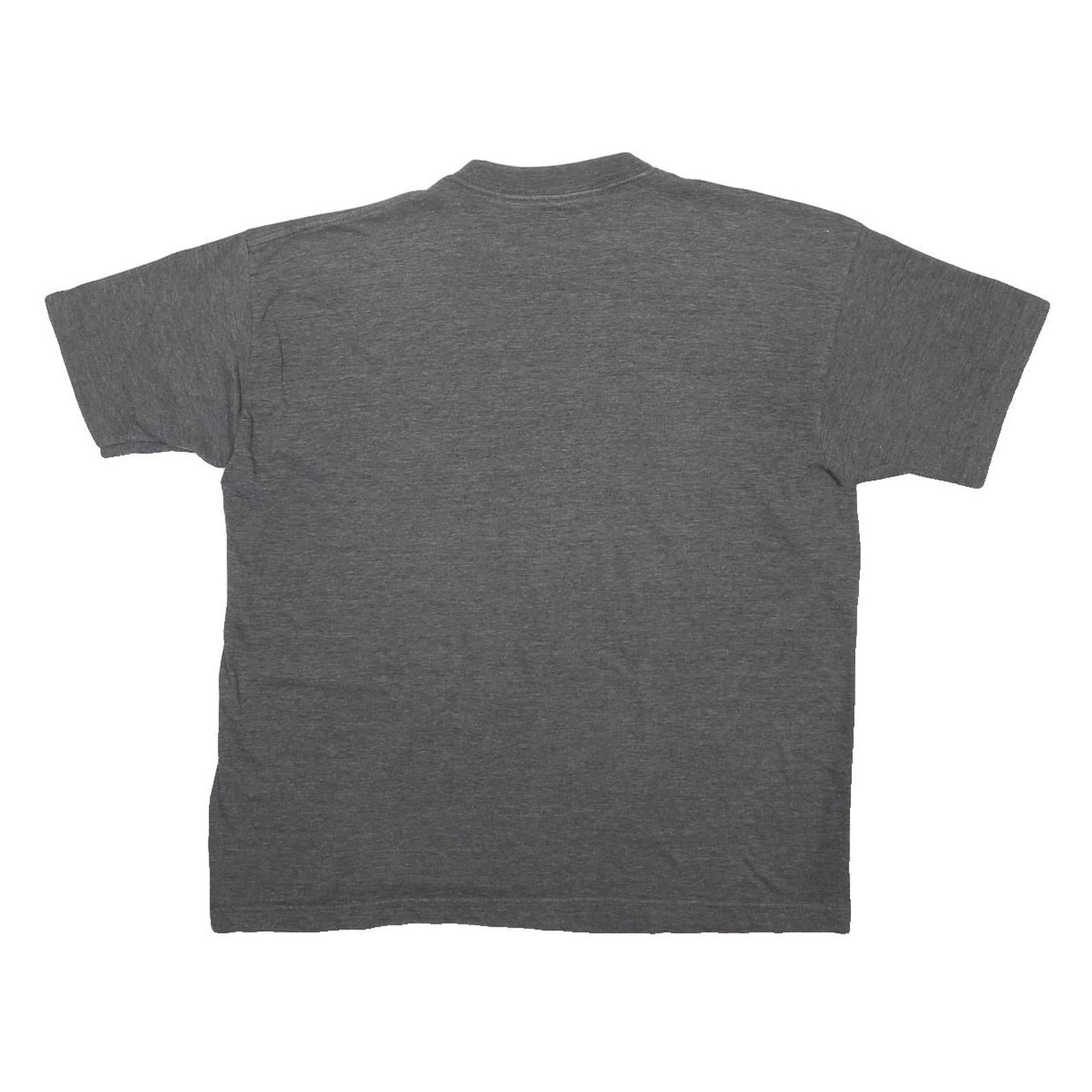 Mens Grey T-Shirt L Short Sleeve Crew Neck Cartoon Graphic Printed Casual