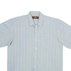 XING YU Mens Blue & White Stripe Polyester Blend Shirt M Casual Button Shirt