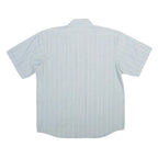 XING YU Mens Blue & White Stripe Polyester Blend Shirt M Casual Button Shirt