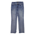 SEVEN 7 Womens Classic Blue Denim Straight Jeans W30 L31 Distressed Button