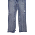 SEVEN 7 Womens Classic Blue Denim Straight Jeans W30 L31 Distressed Button