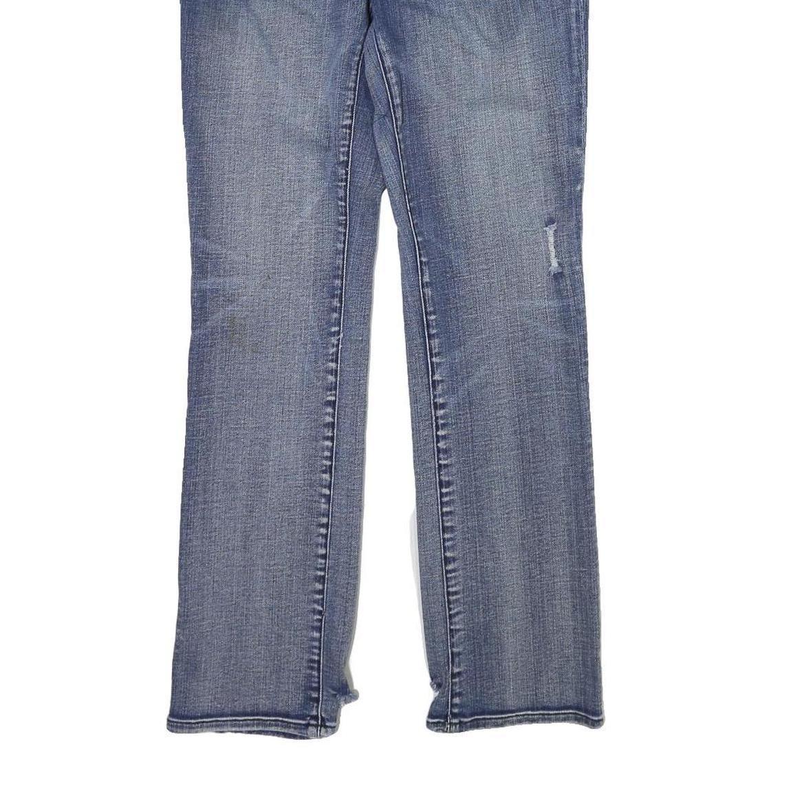 SEVEN 7 Womens Classic Blue Denim Straight Jeans W30 L31 Distressed Button