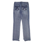 SEVEN 7 Womens Classic Blue Denim Straight Jeans W30 L31 Distressed Button