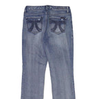 SEVEN 7 Womens Classic Blue Denim Straight Jeans W30 L31 Distressed Button