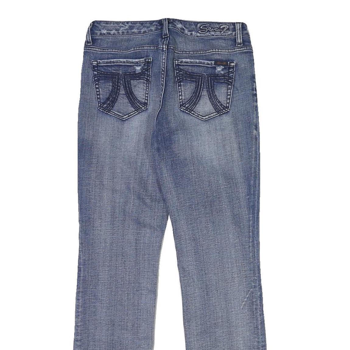 SEVEN 7 Womens Classic Blue Denim Straight Jeans W30 L31 Distressed Button