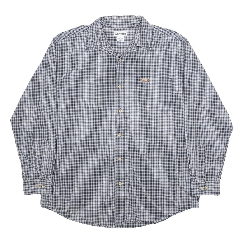 CARHARTT Mens Blue & Grey Check Shirt L Casual Cotton Button-Down Long Sleeve