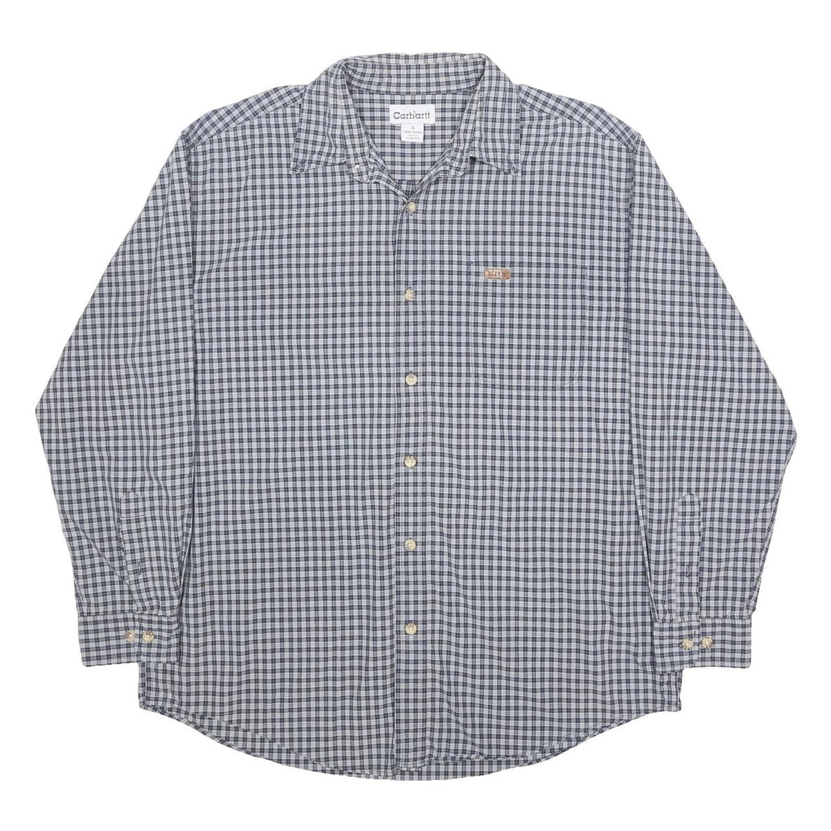 CARHARTT Mens Blue & Grey Check Shirt L Casual Cotton Button-Down Long Sleeve