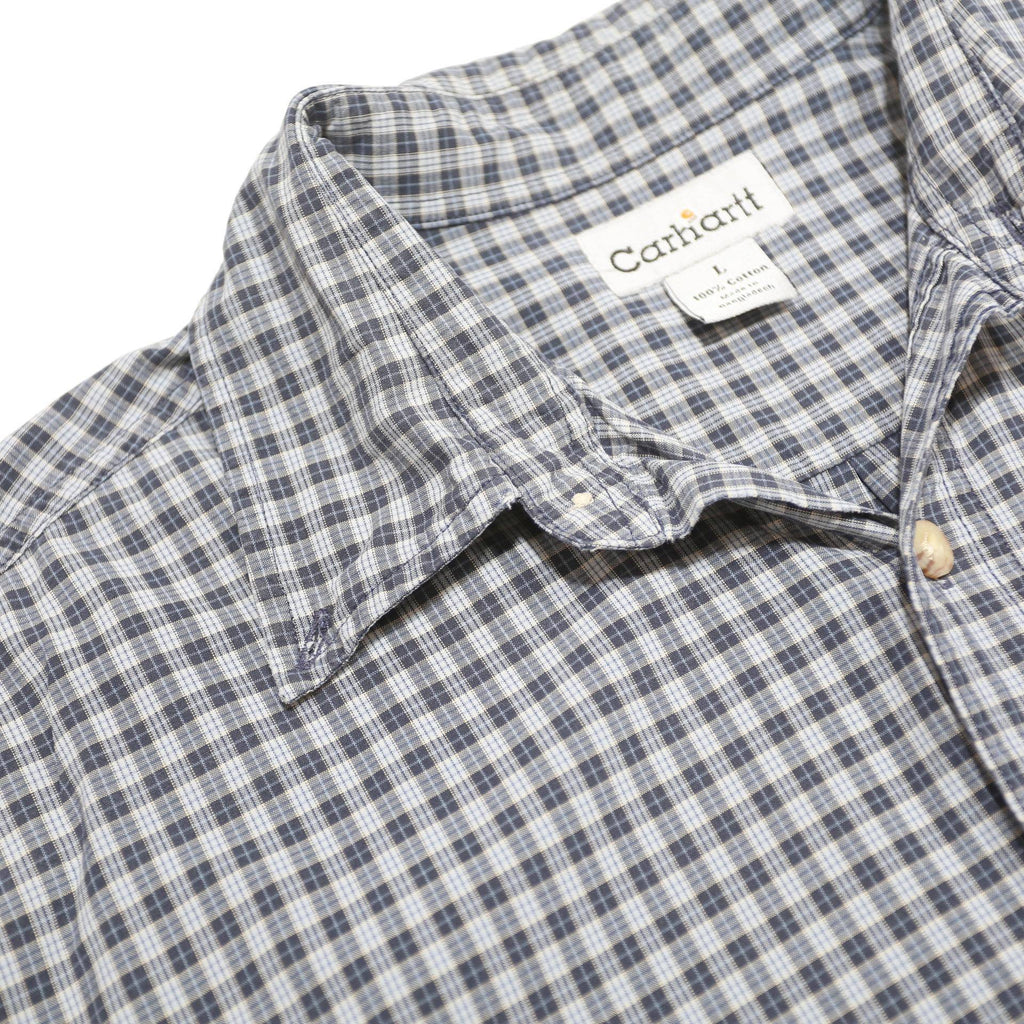 CARHARTT Mens Blue & Grey Check Shirt L Casual Cotton Button-Down Long Sleeve