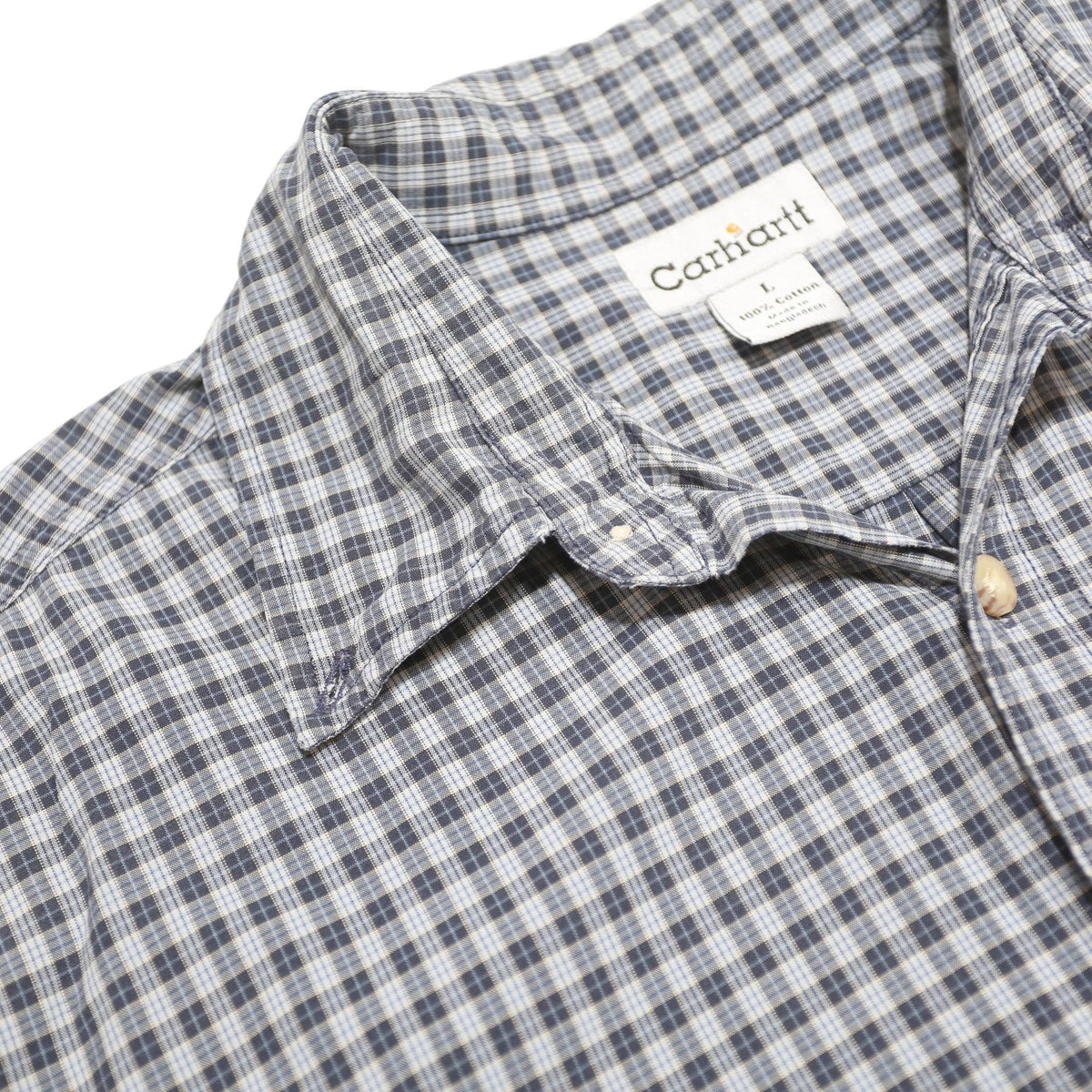 CARHARTT Mens Blue & Grey Check Shirt L Casual Cotton Button-Down Long Sleeve