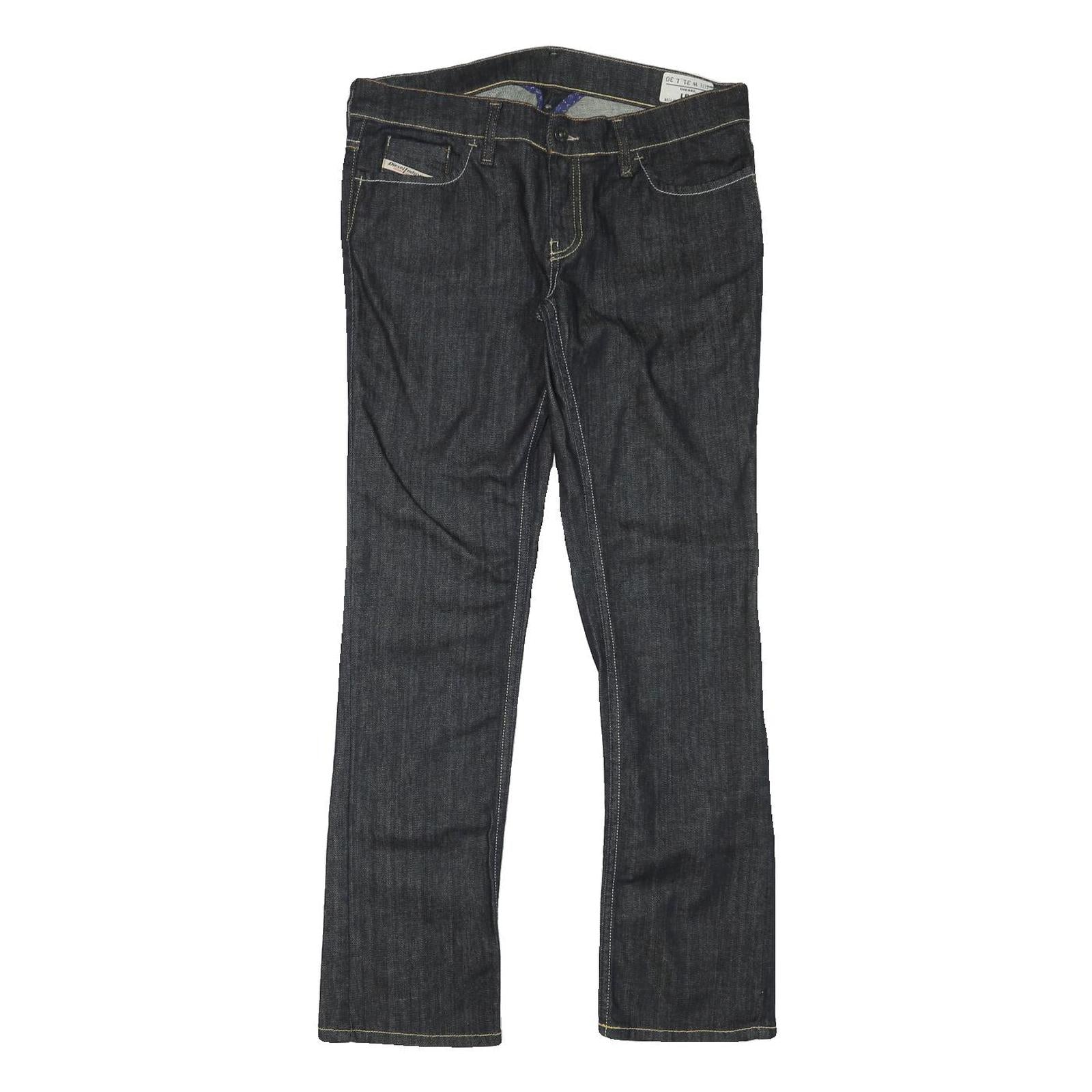 DIESEL Womens Regular Fit Straight Denim Dark Blue W32 L30 Cotton Blend Zip