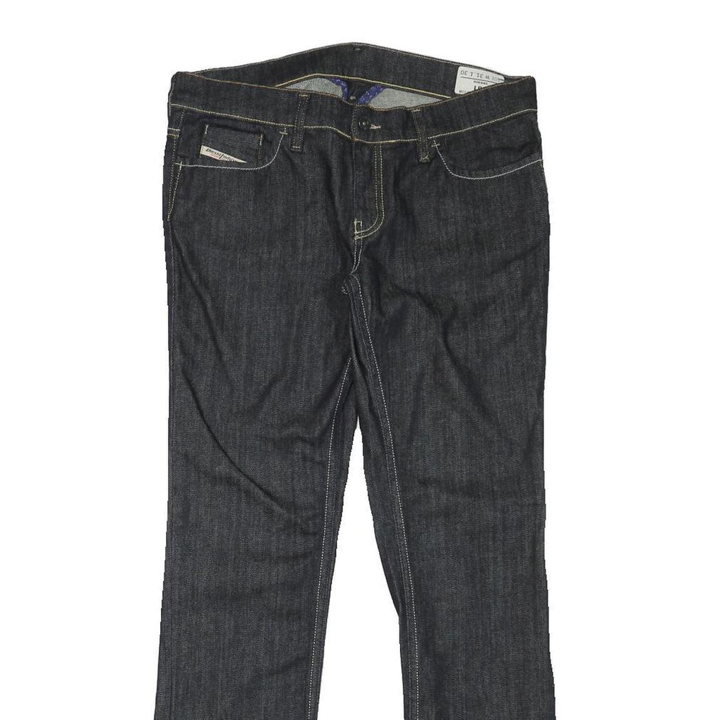 DIESEL Womens Regular Fit Straight Denim Dark Blue W32 L30 Cotton Blend Zip